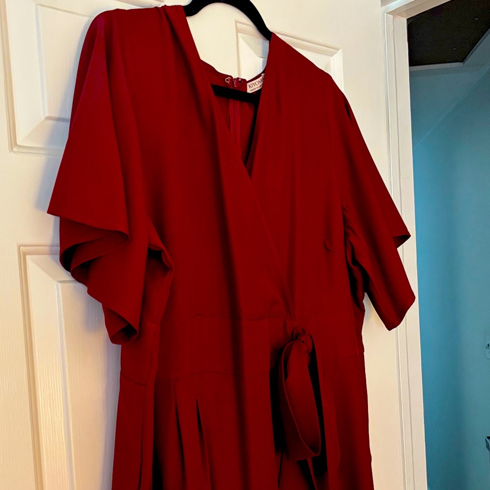 Kiyonna Deep Red Short Sleeve Jumpsuit